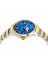 Ladies Quartz Moonphase Date Watch with Yellow Gold Tone Stainless Steel Case on Yellow Gold Tone Stainless Steel and Stainless Steel Bracelet, Blue DIAMOND Dial