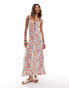 Фото #2 товара ASOS DESIGN ruffle strap sweetheart midi dress in ditsy print