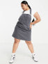 Dr Denim Plus relaxed pinafore dress in charcole