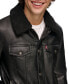 Men's Sherpa-Trim Faux-Leather Trucker Jacket