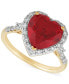 ფოტო #1 პროდუქტის Lab Grown Ruby (5-1/3 ct. t.w.) & Lab Grown Diamond (1/3 ct. t.w.) Heart Halo Ring in 14k Gold