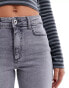 JDY high waisted straight cropped jeans in light grey