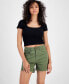 Juniors' High-Rise Frayed-Hem Midi Shorts