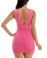 Фото #2 товара Juniors' V-Neck Studded Ruched Bodycon Dress
