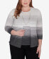 Plus Size Classic Ombre Two In One Striped Sweater With Necklace