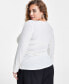 Фото #2 товара Trendy Plus Size Shine Ribbed V-Neck Top, Created for Macy's