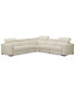 Фото #6 товара Nevio 5-Pc. Leather "L" Shaped Sectional with 2 Power Recliners with Articulating Headrests, Created for Macy's