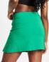 ASOS DESIGN bengaline micro mini skirt with super high split in bright green Зеленый, 38 - фото #2