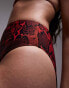 Topshop high waist high leg bikini bottoms in red snake print Красный, 32 - фото #4