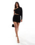 Фото #3 товара ASOS DESIGN off shoulder twist mini dress with batwing sleeve in black