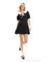 Фото #1 товара Miss Selfridge collar dress with bow details in black