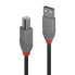 Lindy 2m USB 2.0 Type A to B Cable - Anthra Line - 2 m - USB A - USB B - USB 2.0 - 480 Mbit/s - Black