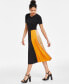 Women's Colorblocked Pleated Midi Dress