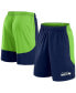 ფოტო #1 პროდუქტის Men's College Navy/Neon Green Seattle Seahawks Go Hard Shorts