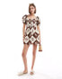 ASOS DESIGN cotton dobby mini dress with lace up back in shell print Muscheldruck, 44 - фото #2