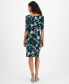 ფოტო #2 პროდუქტის Petite Printed Elbow-Sleeve Sheath Dress