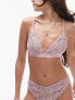 Topshop Ruby floral lace soft triangle bra in rose pink