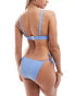 Ivory Rose ribbed tie side bikini bottom in powder blue