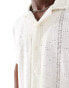 Bershka crochet knitted shirt in white