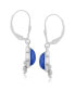 ფოტო #3 პროდუქტის Sterling Silver and Pear Shape Denim Lapis Gemstone Fan Lever Back Earrings