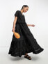 ASOS DESIGN broderie patched tent maxi dress in black