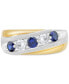 Фото #3 товара Men's Lab Grown Sapphire (3/4 ct. t.w.) & Lab Grown Diamond (3/8 ct. t.w.) Swirl Band in 10k Gold