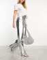 Mango straight leg jeans in metallic silver