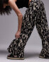 Topshop abstract leopard print plisse trouser in mono