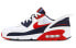 Фото #2 товара Nike Air Max 90 低帮 跑步鞋 男款 白蓝红 / Кроссовки Nike Air Max 90 CU0814-104