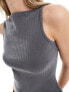 COLLUSION slash neck ribbed vest in grey