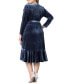 Фото #2 товара Women's Plus Size Viola Velvet Long Sleeve Wrap Dress