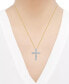 ფოტო #2 პროდუქტის Diamond Flared Cross Pendant Necklace (1 ct. t.w.) in 10k Gold, 16" + 2" extender