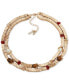 Фото #1 товара Gold-Tone Brown Stone Two-Row Collar Necklace, 16" + 3" extender