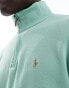 Фото #4 товара Polo Ralph Lauren icon logo half zip double knit jacquard sweatshirt in light green