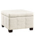 Detour Strap 29.75" Square Storage Ottoman in Wood and Linen Fabric Upholstery