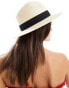 Mango straw hat with black band in natural