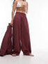 Topshop co-ord casual textured beach trouser in burgundy