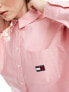 Tommy Jeans badge boyfriend shirt in pink