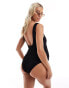 The Frolic cayman Maternity swimsuit with tortoise circle trim in black crinkle