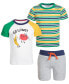 Фото #1 товара Toddler Boys Striped T-Shirt, Go Long Graphic T-Shirt & Colorblocked Shorts, 3 Piece Set