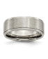 ფოტო #1 პროდუქტის Titanium Brushed 8 mm Center Ridged Edge Wedding Band Ring