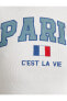 Paris Crop Tişört Baskılı Kısa Kollu Bisiklet Yaka Slim Fit