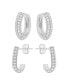 Фото #1 товара Cubic Zirconia Huggie Hoop and J Hoop Duo Set, Gold Plate and Silver Plate