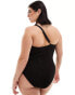 Southbeach curve textured one shoulder swimsuit with hardwear detail