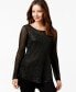 Alfani Women's Long Sleeve Sequined Sweater Scoop Neck Black L