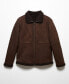 ფოტო #2 პროდუქტის Men's Shearling-Lined Leather-Effect Jacket