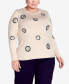 ფოტო #1 პროდუქტის Plus Size Sequinela Round Neck Sweater