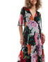 Hope & Ivy Maternity wrap maxi dress in black base floral