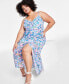 Фото #4 товара Trendy Plus Size Floral-Print Ruffled Maxi Dress, Created for Macy's