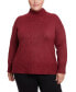 ფოტო #1 პროდუქტის Plus Size Plush Tunic Mock Neck Sweater